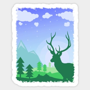 Stag During Daylight Sticker